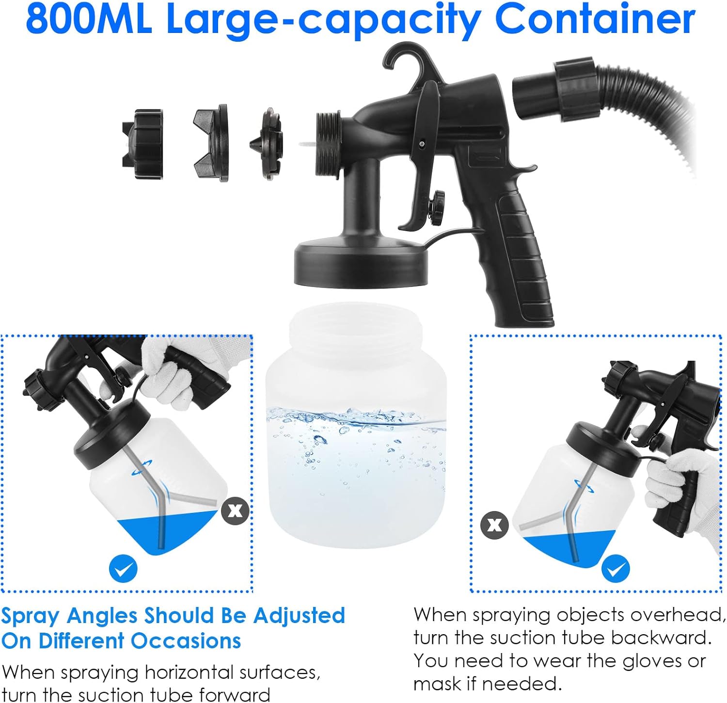 650W HVLP Spray Gun with 3 Patterns & 800ML Container U19990
