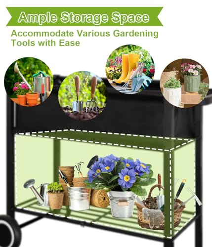 Black Raised Garden Bed with Legs on Wheels K33250