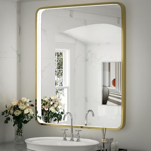 Black Metal Frame LED Bathroom Mirror A93626