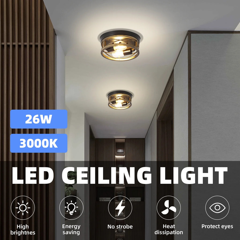 Bronze Round Metal Flush Mount Ceiling Light Fixture E108781