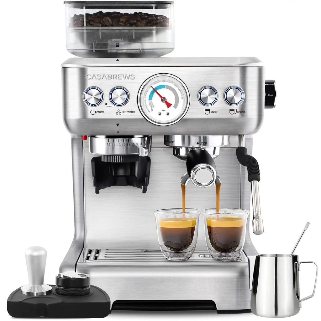Silver Espresso Machine with Grinder and Milk Frother R296967