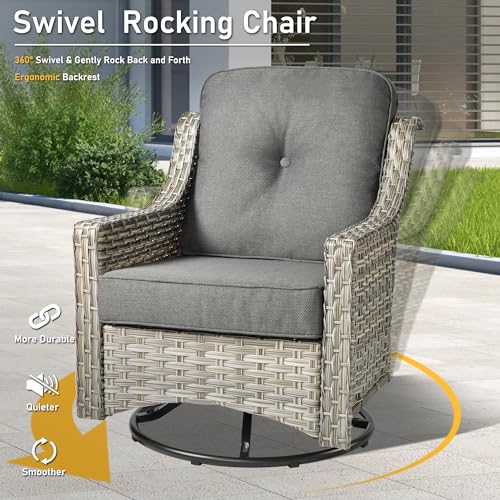6 Piece Outdoor Wicker Patio Furniture Set with Fire Pit Table (Red) N5290