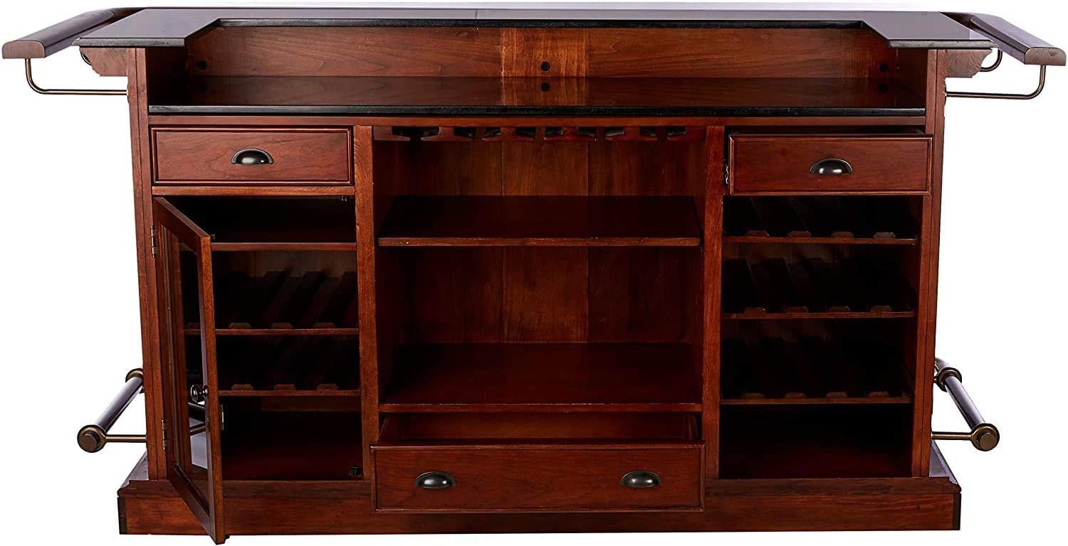Hampton Cherry Finish Bar with 25 Wine Bottle Storage S60589