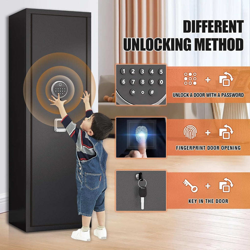 Black 5-Gun Safe Cabinet with LED Light R81446