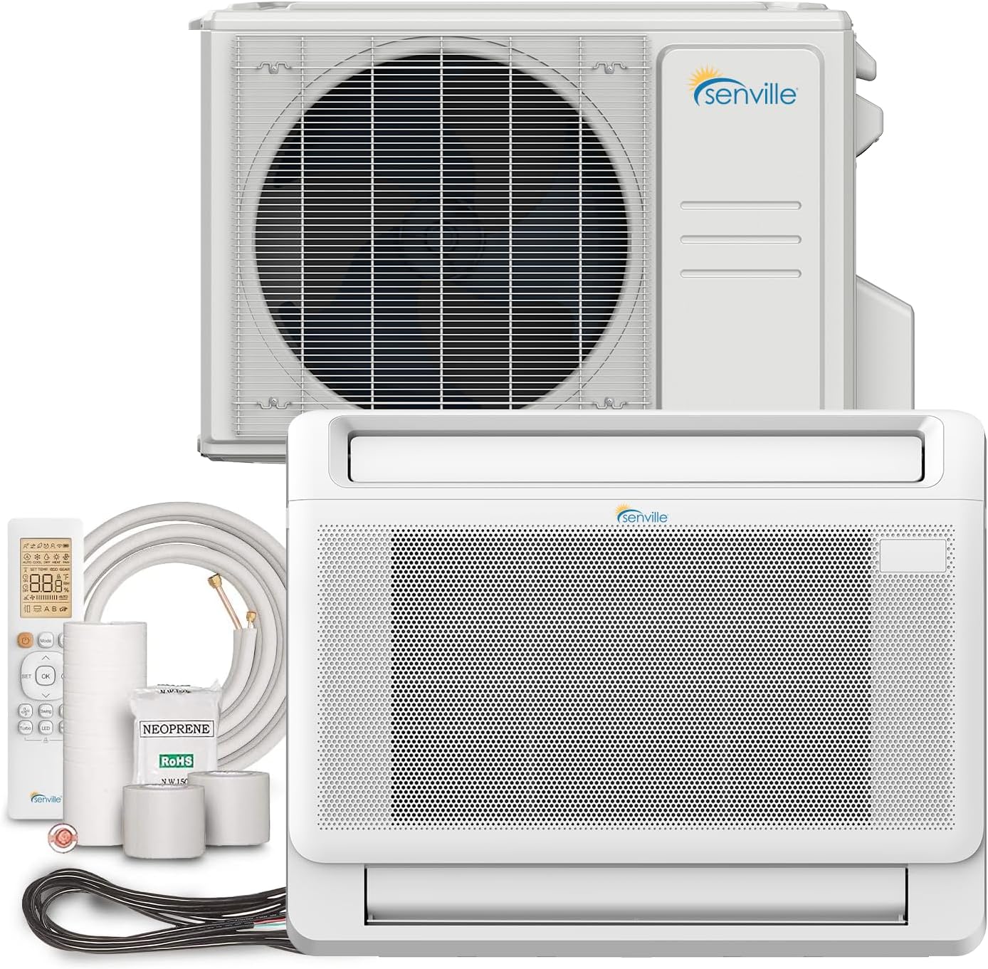 12,000 BTU Floor Console Mini Split AC/Heating System, White E980