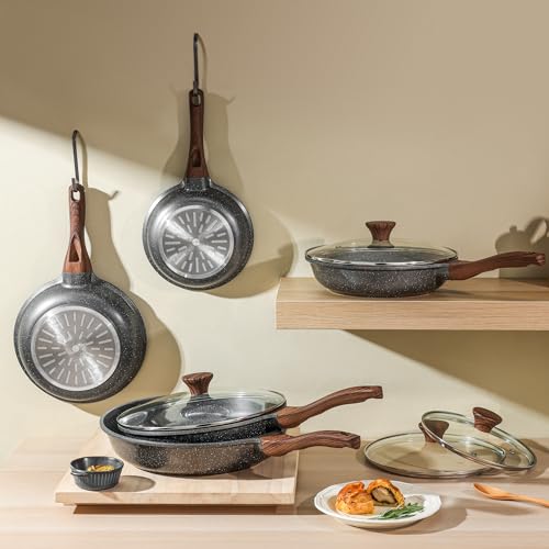 Nonstick Frying Pan Skillets, Swiss Granite Coating, PFOA Free (9.5+11+12.5 Inch) N232148