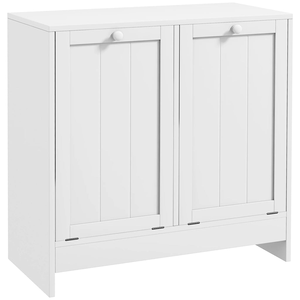 White Tilt-out Laundry Storage Cabinet with 2 Hamper Compartments H6402