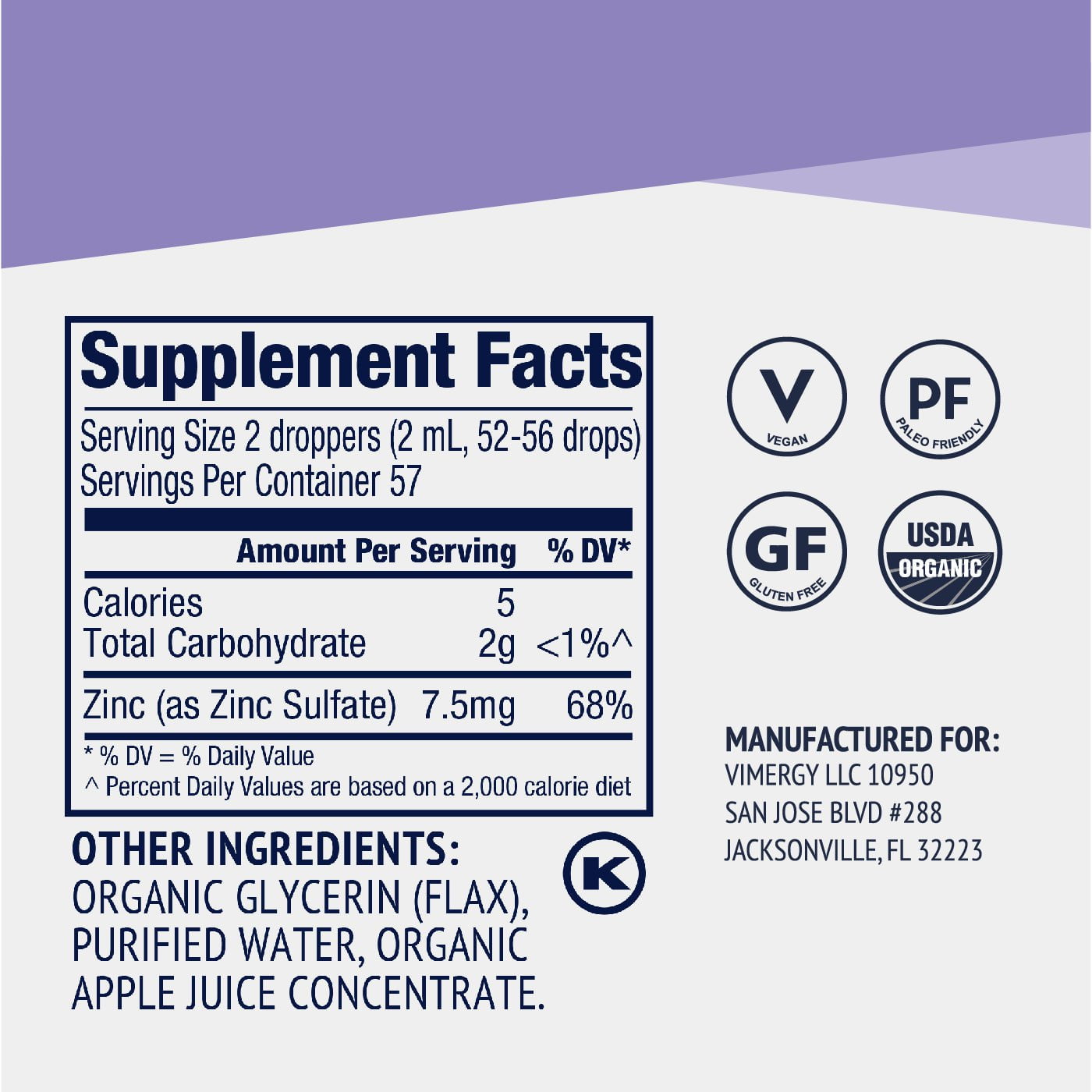 Organic Liquid Zinc, 57 Servings L6385
