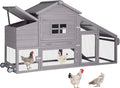 Red with White Wooden Chicken Coop with Wheels O51975