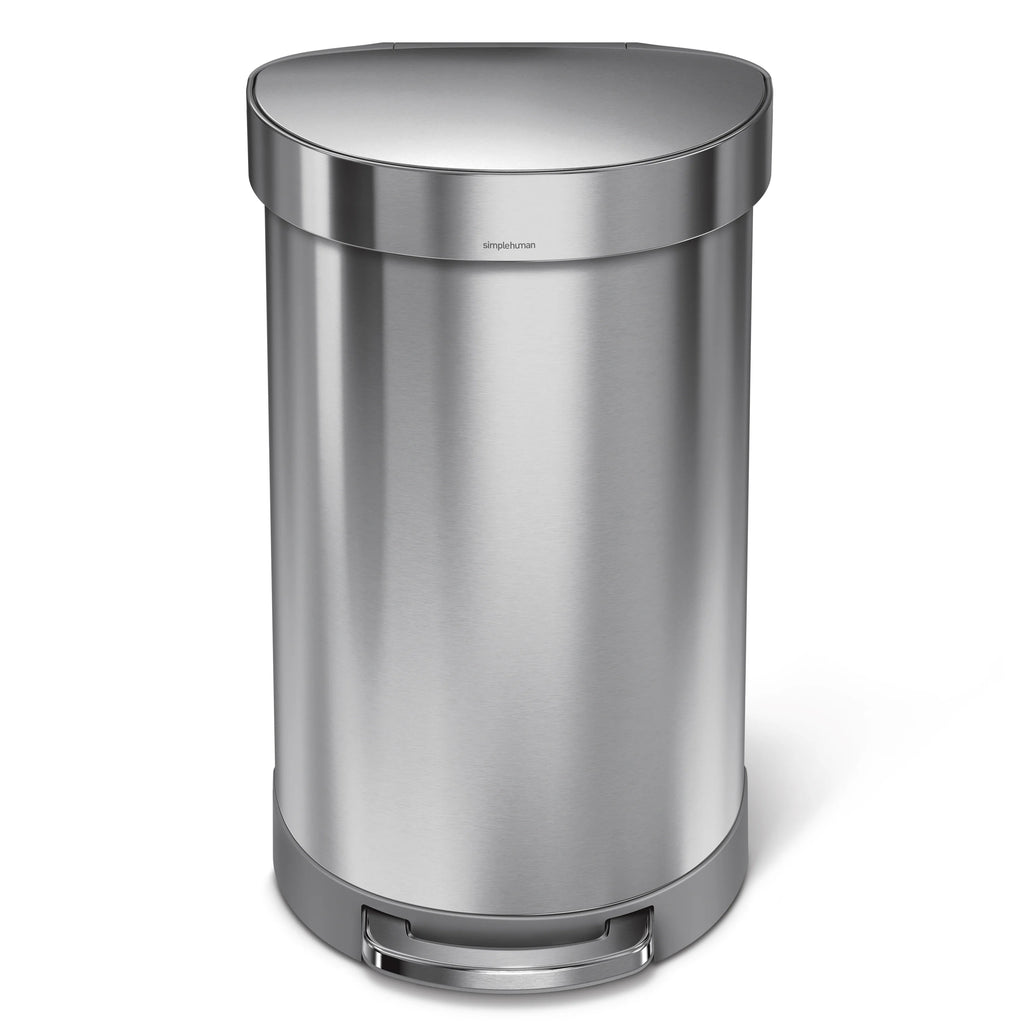 45 Liter Stainless Steel Semi-Round Step Trash Can with Soft-Close Lid N50175