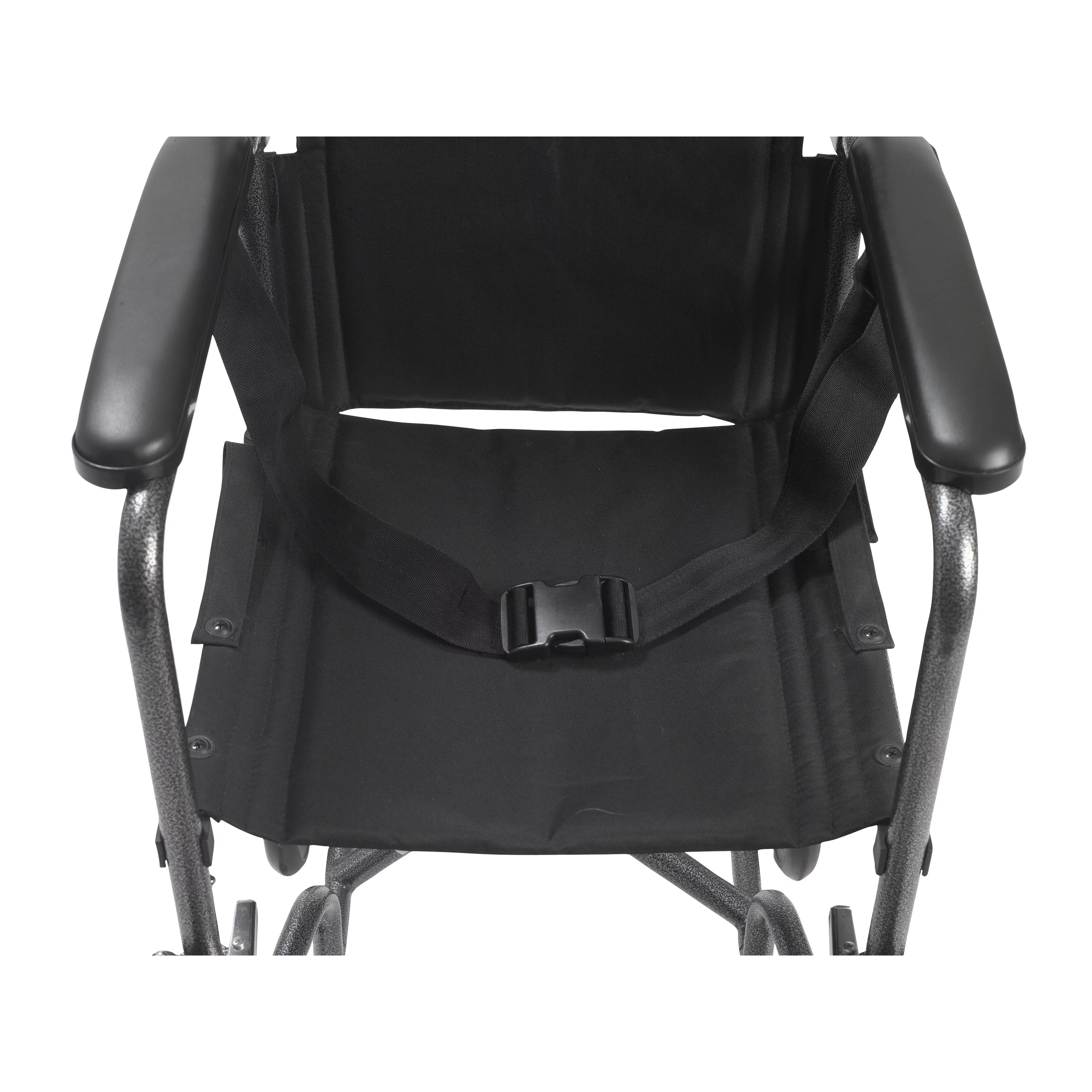 Lightweight Steel Transport Wheelchair, Fixed Full Arms, 19" Seat Y311781