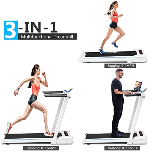 3-in-1 Folding Electric Treadmill with Large Desk Q3284