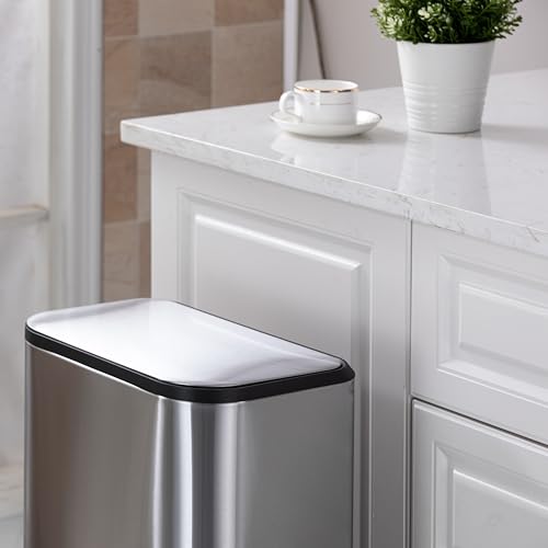 13 Gallon Stainless Steel Step Trash Can with Soft Close Lid O441344