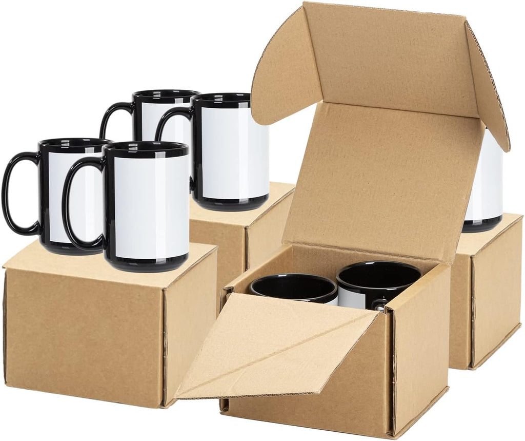 8 Pack 15 OZ Black Ceramic Sublimation Mugs H6905