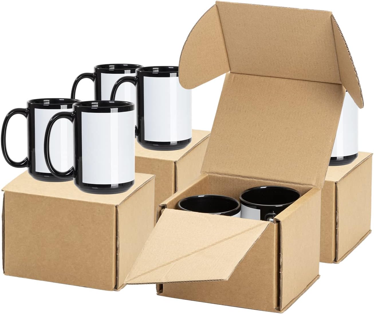 8 Pack 15 OZ Black Ceramic Sublimation Mugs H6905