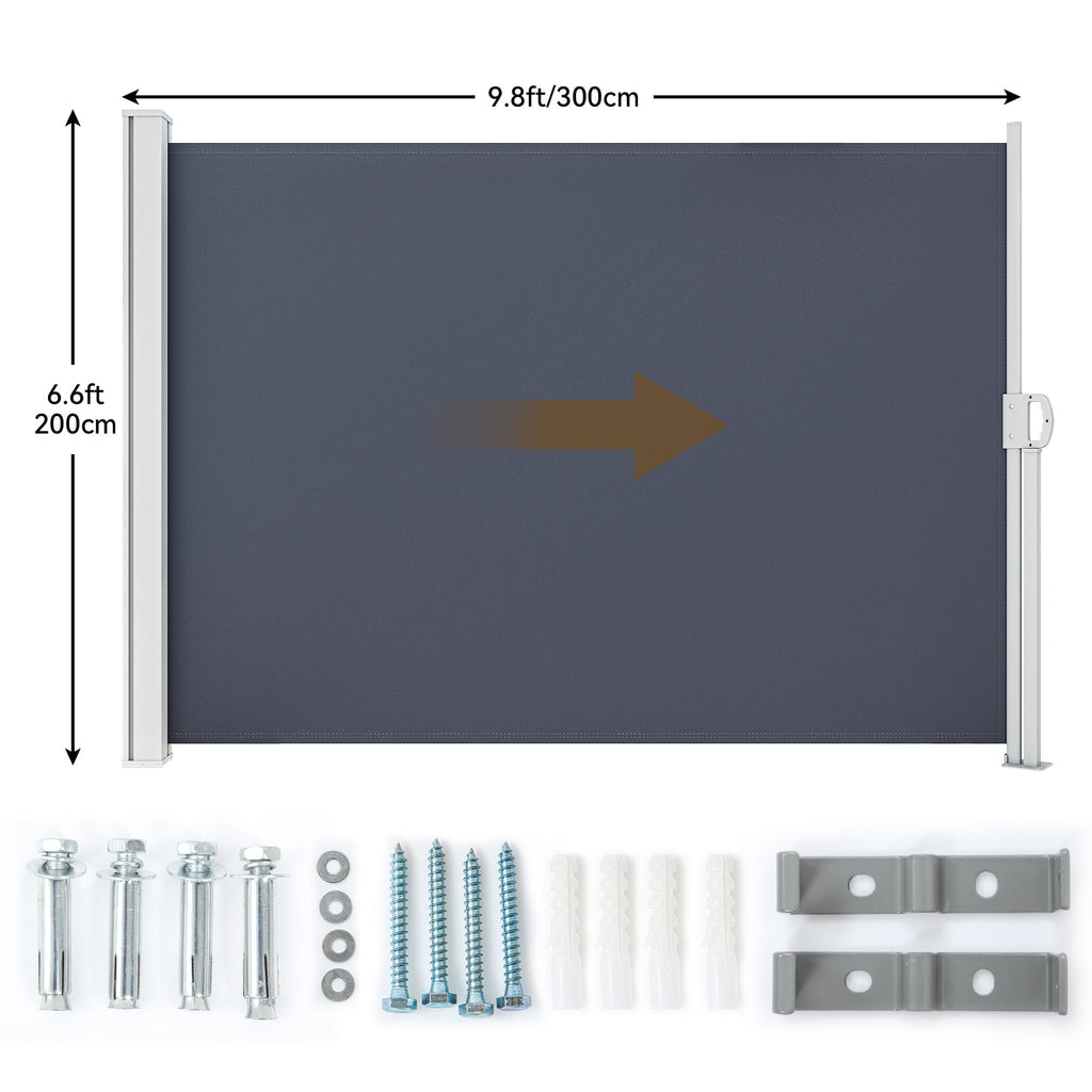 Gray Retractable Side Awning 118''X 78'' Privacy Screen D64669
