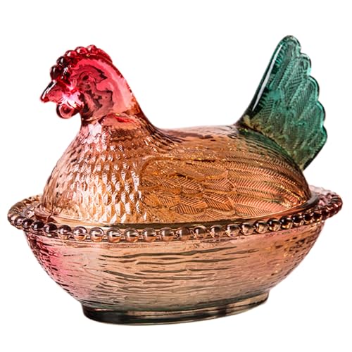 Crystal Glass Chicken-Shaped Candy Dish with Lid L343