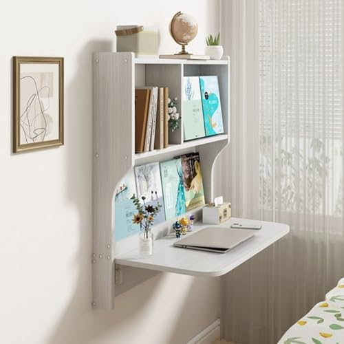 Brown Wall Mounted Drop-Leaf Table with Storage Shelves H29187