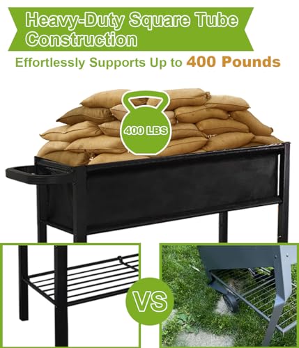 Black Raised Garden Bed with Legs on Wheels K33250