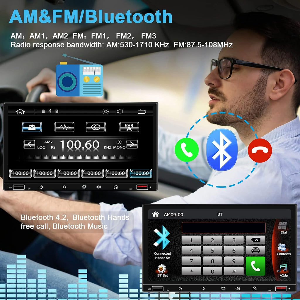 7 Inch Double Din Car Stereo with Touchscreen Bluetooth Q4670