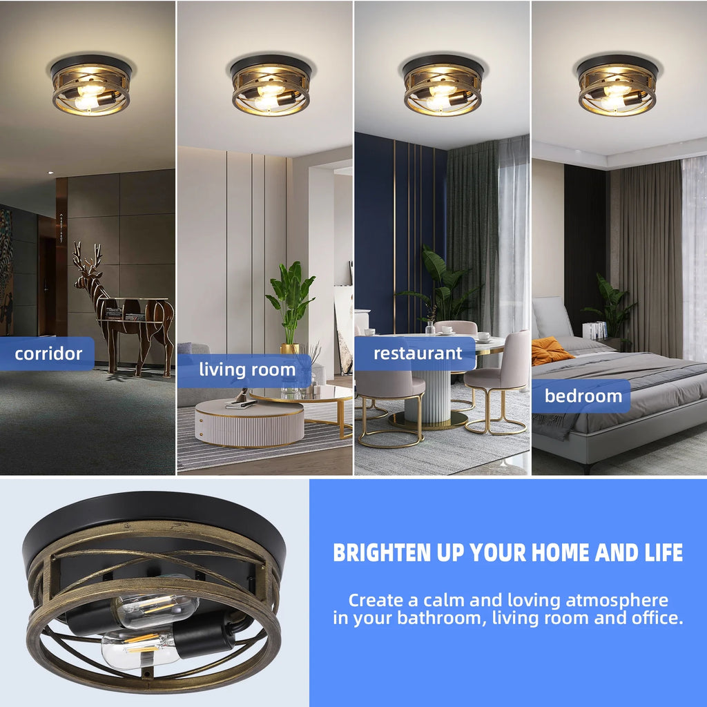 Bronze Round Metal Flush Mount Ceiling Light Fixture E108781