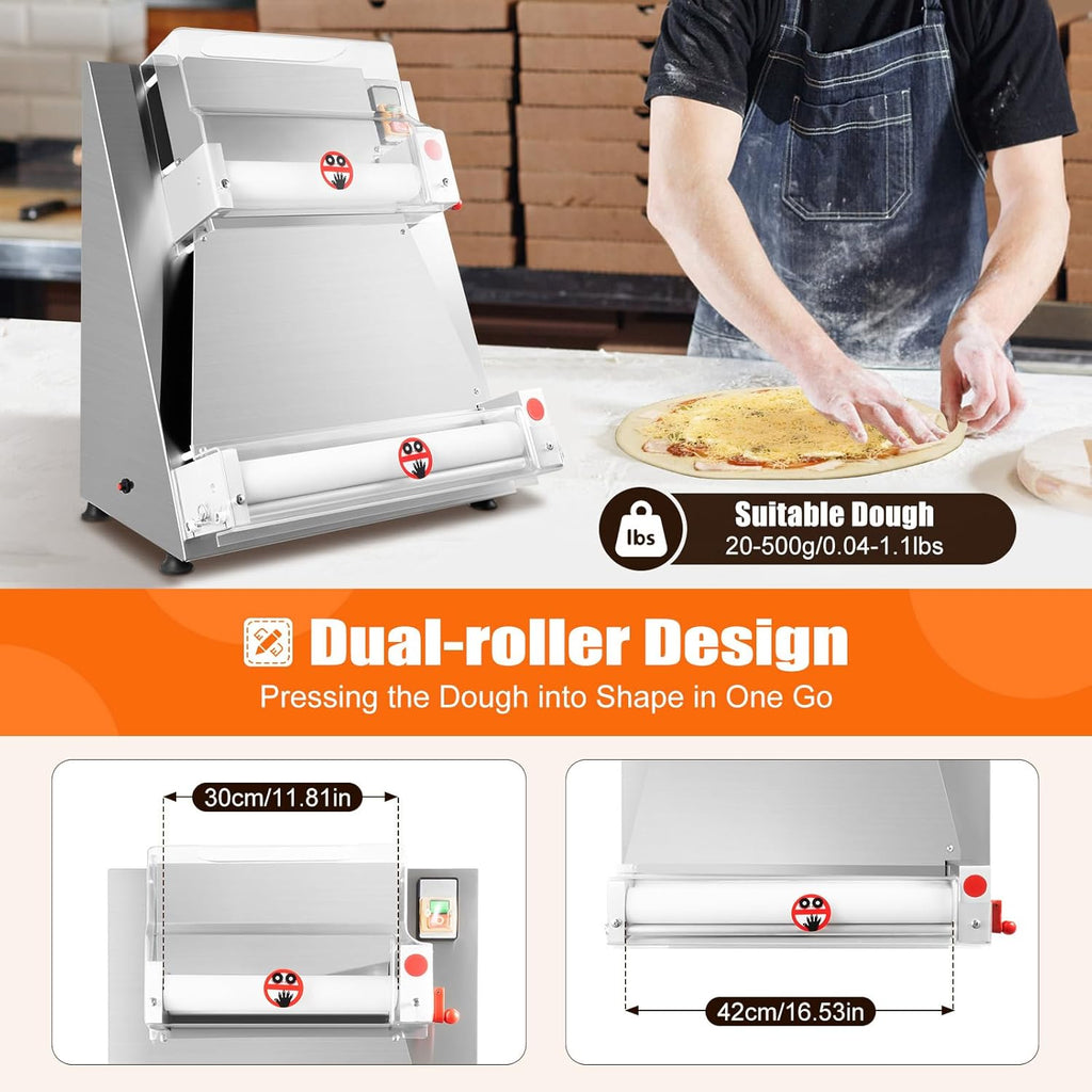 Commercial Electric Pizza Dough Sheeter, 15 Inch, 370W, Thickness 0.7-5.4mm F6593
