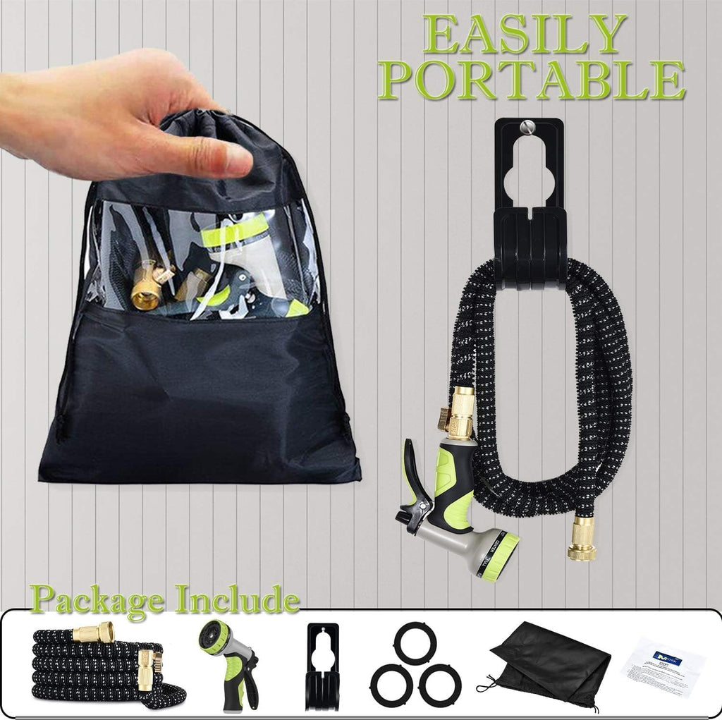 50FT Expandable Garden Hose with 9 Function Nozzle and Solid Brass Fittings M921