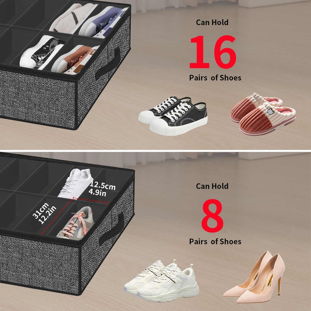 Black Linen-like Underbed Shoe Storage Organizer Q908502
