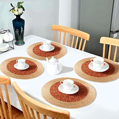 Gold 13 Inch Round Set of 4 Beaded Placemats O456378