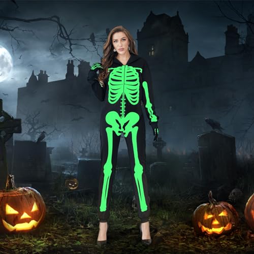 Black Skeleton Onesie Bodysuit with Gloves K8677