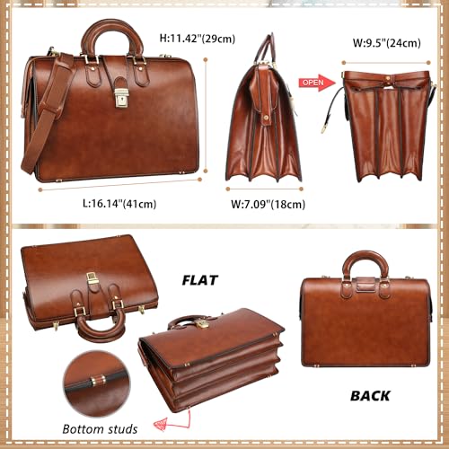 Vintage Leather Briefcase 15.6 Inch Work Bag T408