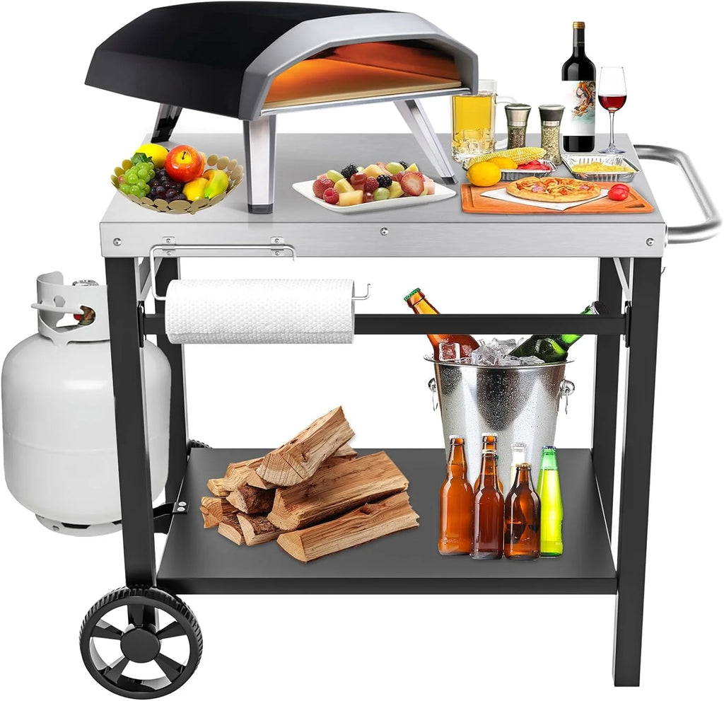 Outdoor Grill Cart Table with Wheels I3530