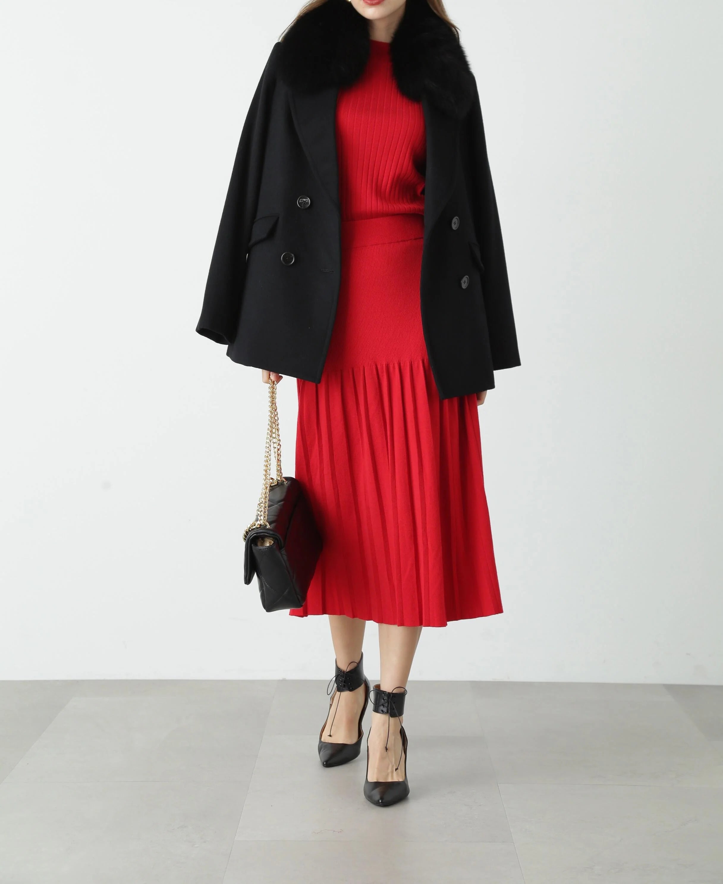 Knit pleated skirt J326214