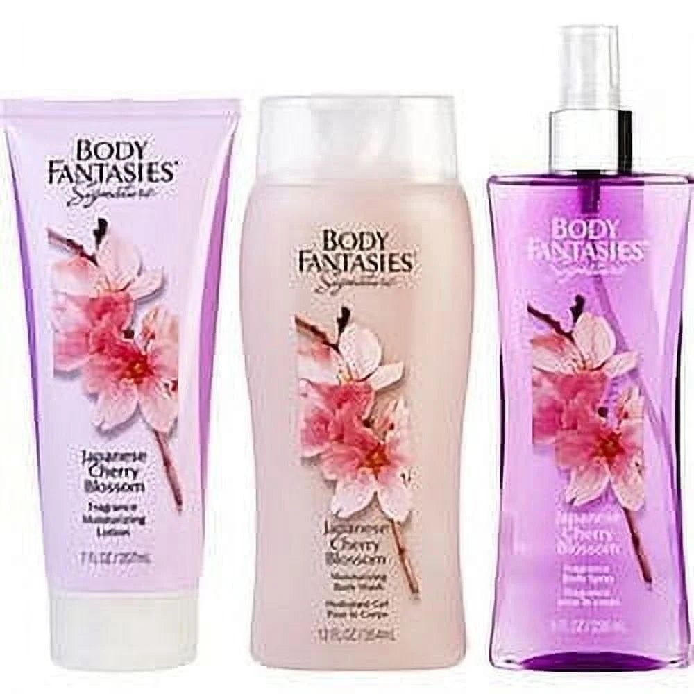 Japanese Cherry Blossom Body Spray 8 Oz & Body Lotion 7 Oz & Body Wash 12 Oz Y1035