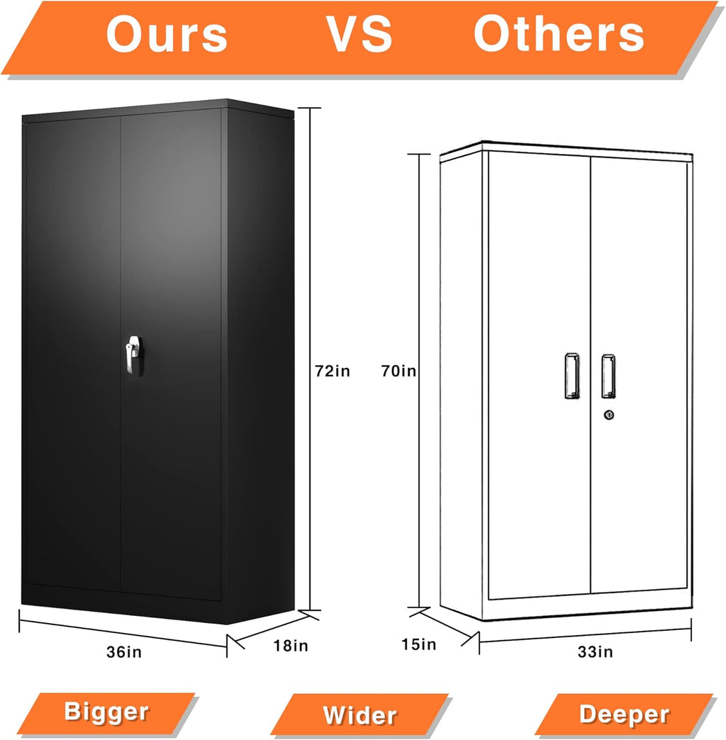 72'' Metal Storage Cabinet with 4 Adjustable Shelves Y640