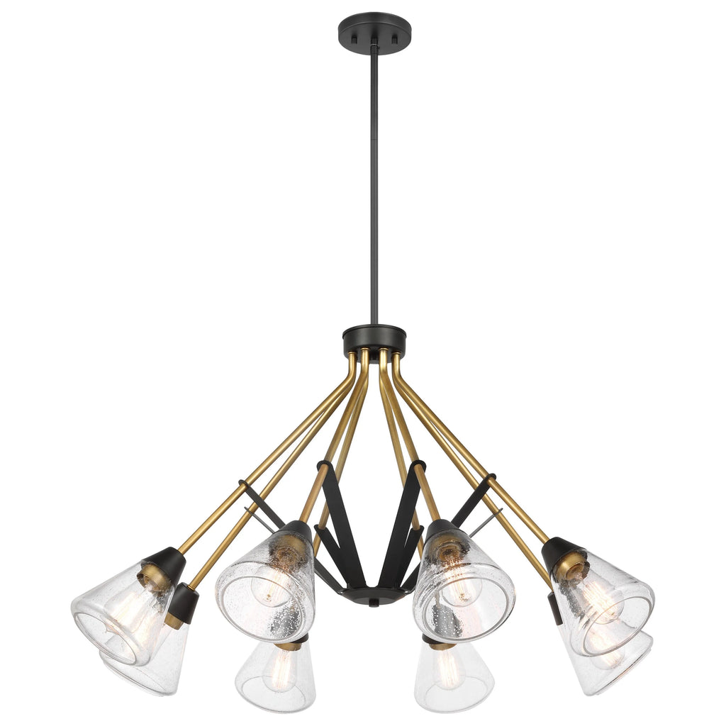 Matte Black 8 Light Chandelier with Clear Seeded Glass N207404
