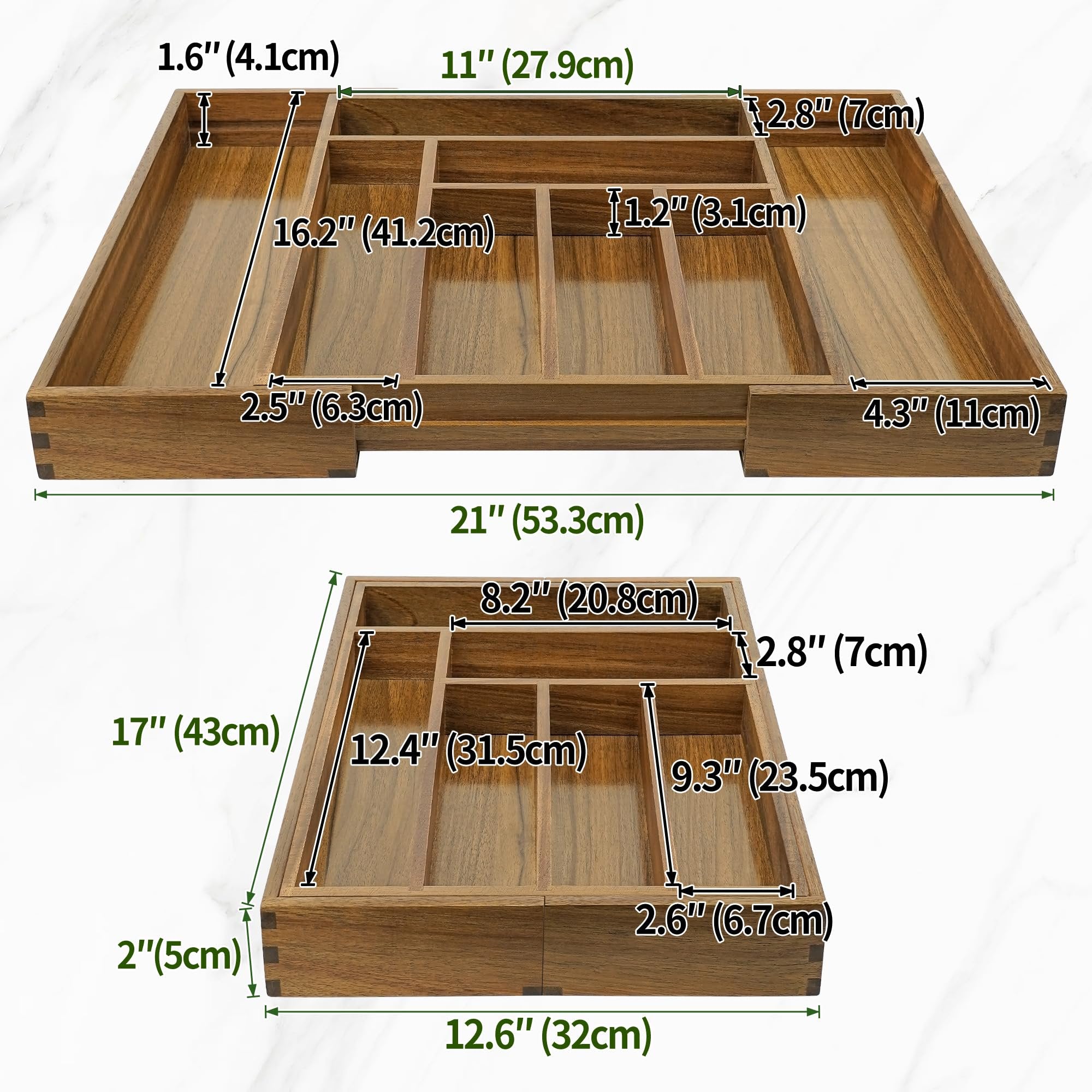 Acacia 8 Compartment Cutlery Tray Organizer I89526