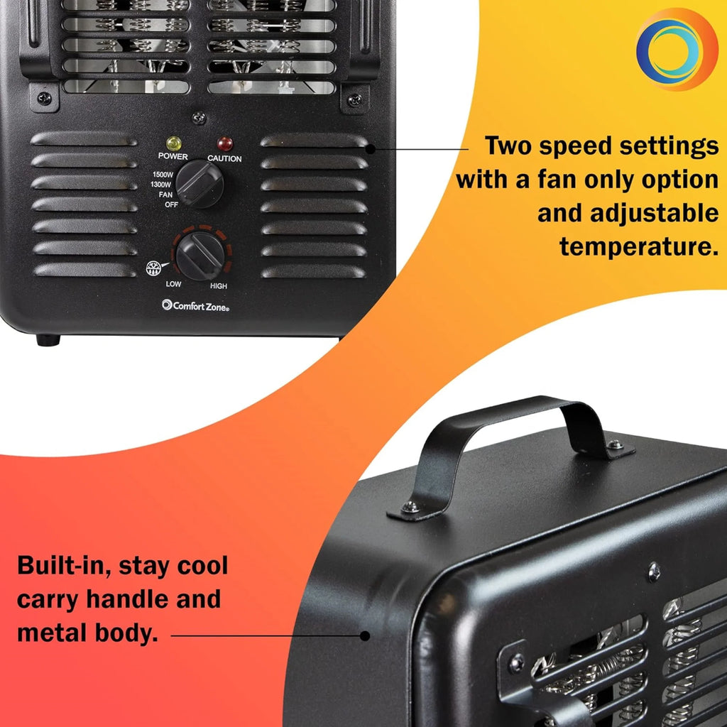 1,500-Watt Black Electric Utility Heater U77567
