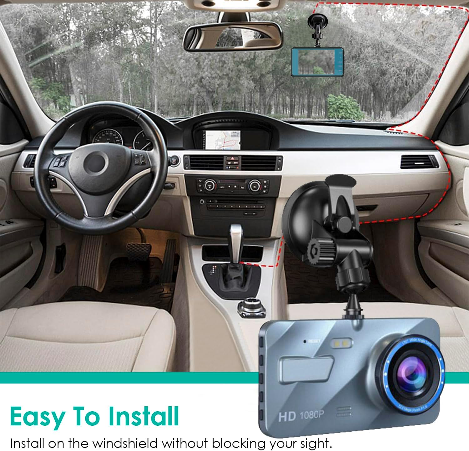 720P HD Dual Dash Cam with Night Vision and 4 inch LCD Display V3393