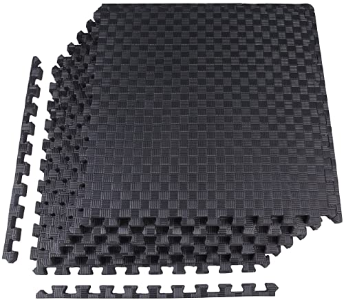 1" Thick EVA Interlocking Foam Gym Flooring Mat, Black (24 Sq Ft) N47738