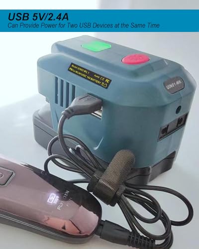150W Power Inverter Generator for 18V Lithium Battery, DC 18V to AC 110V-120V Portable Power Station with 2 USB & AC Outlet & 200LM LED Light T22353