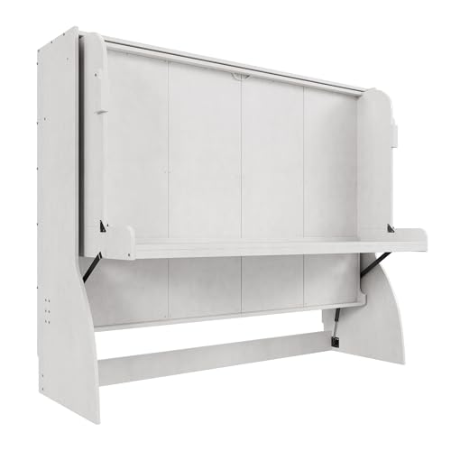 Antique White Full Size Murphy Bed with Desk and Storage Shelves N873251