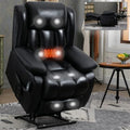 Electric Power Lift Recliner Chair with Genuine Leather Upholstery (Black) S3605