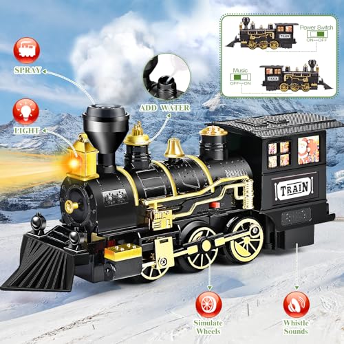 Electric Train Toy with Steam Locomotive, Tracks, Lights & Sound O774
