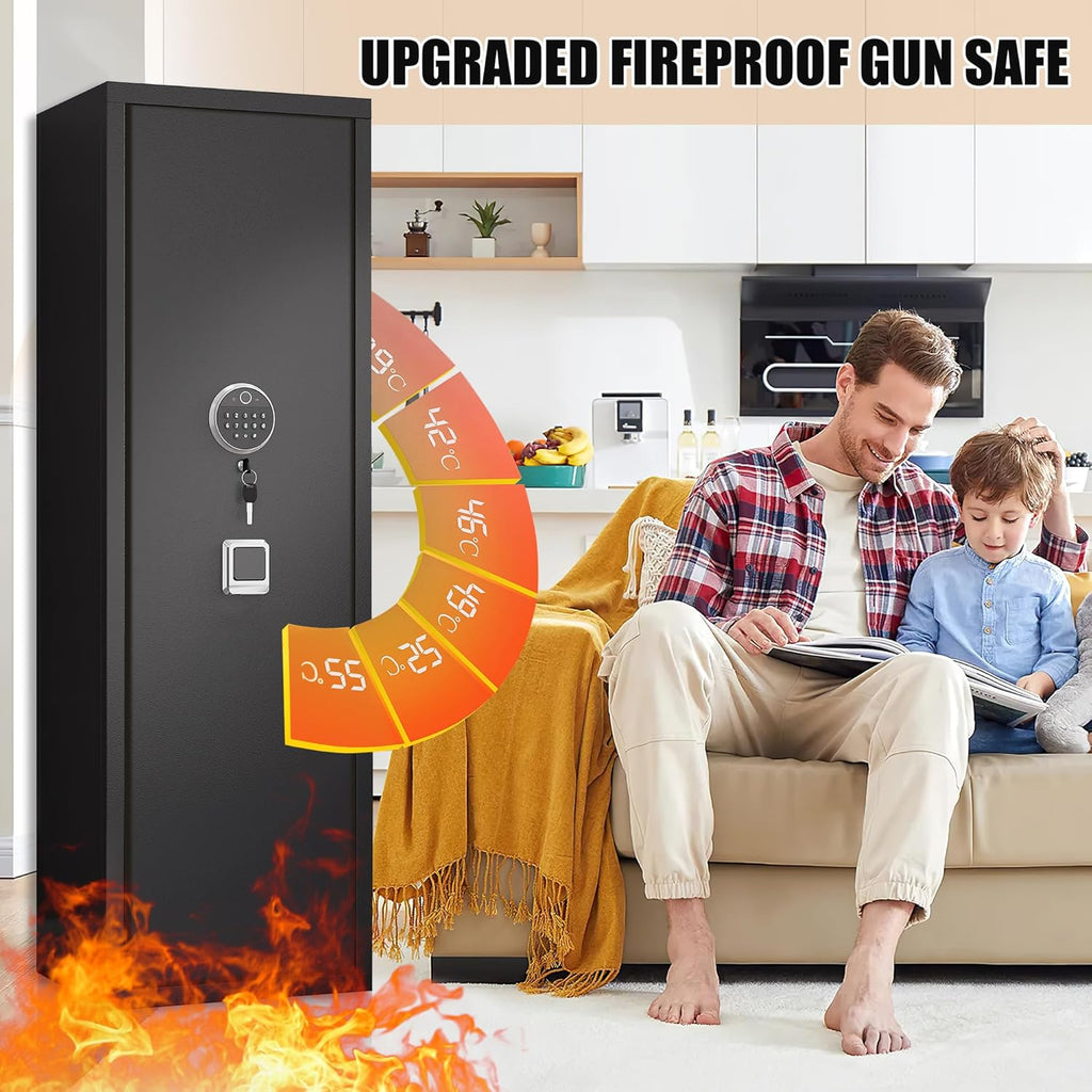 Black 5-Gun Safe Cabinet with LED Light R81446
