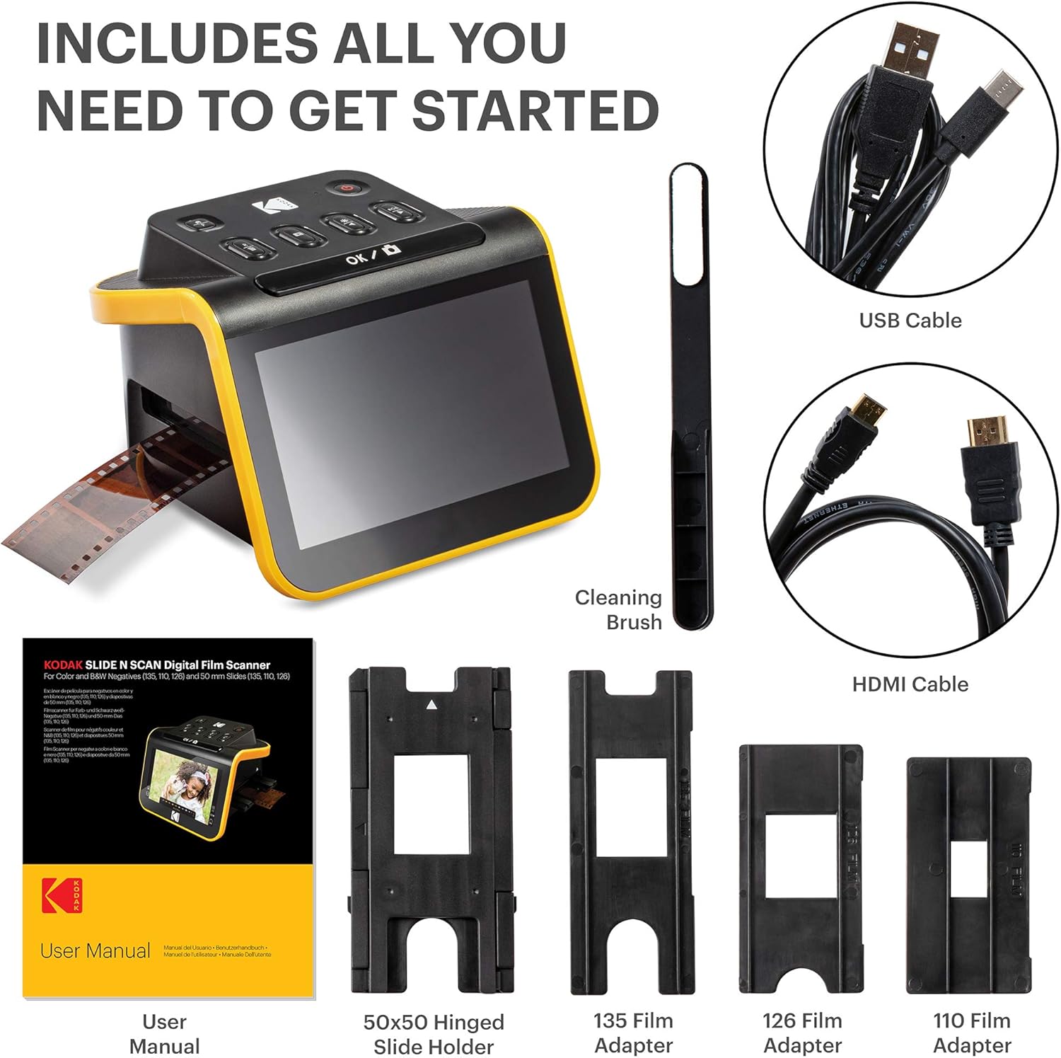 Film and Slide Scanner with 5" LCD Screen, 22MP JPEG L9457