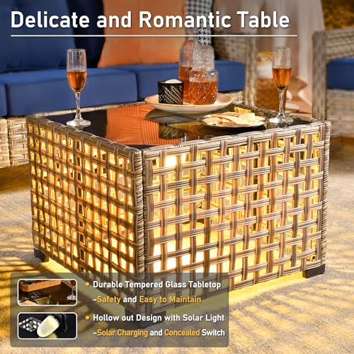 6 Piece Outdoor Wicker Patio Furniture Set with Fire Pit Table (Red) N5290