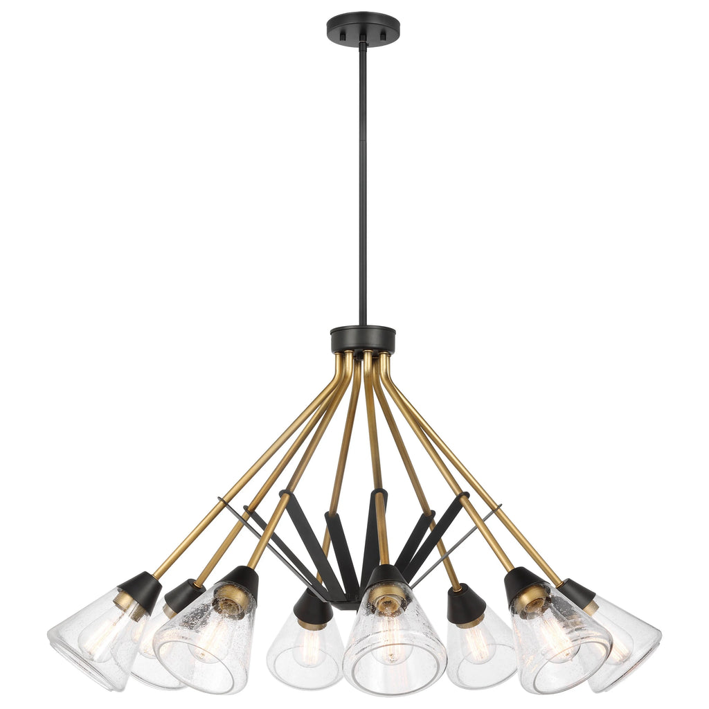 Matte Black 8 Light Chandelier with Clear Seeded Glass N207404