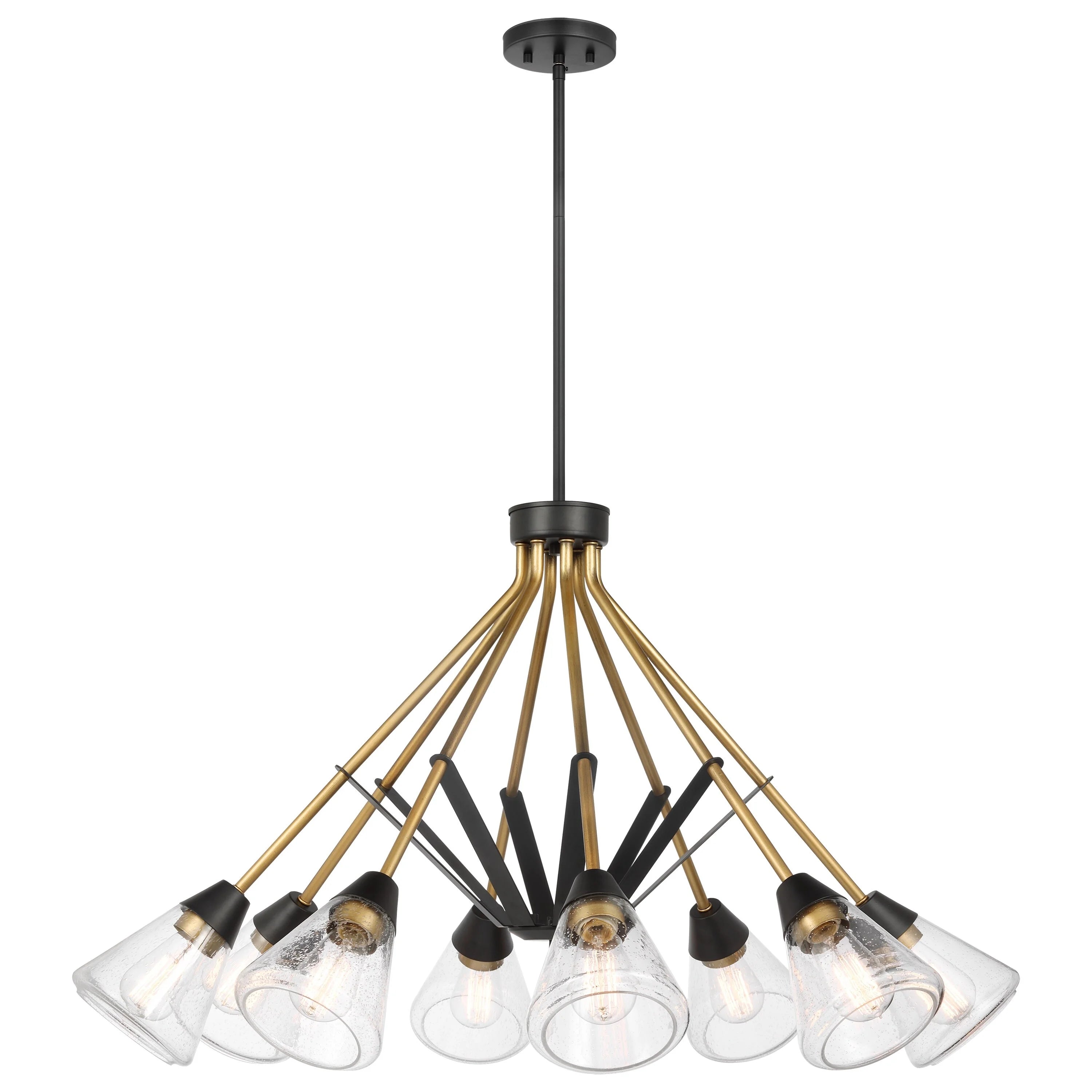 Matte Black 8 Light Chandelier with Clear Seeded Glass N207404