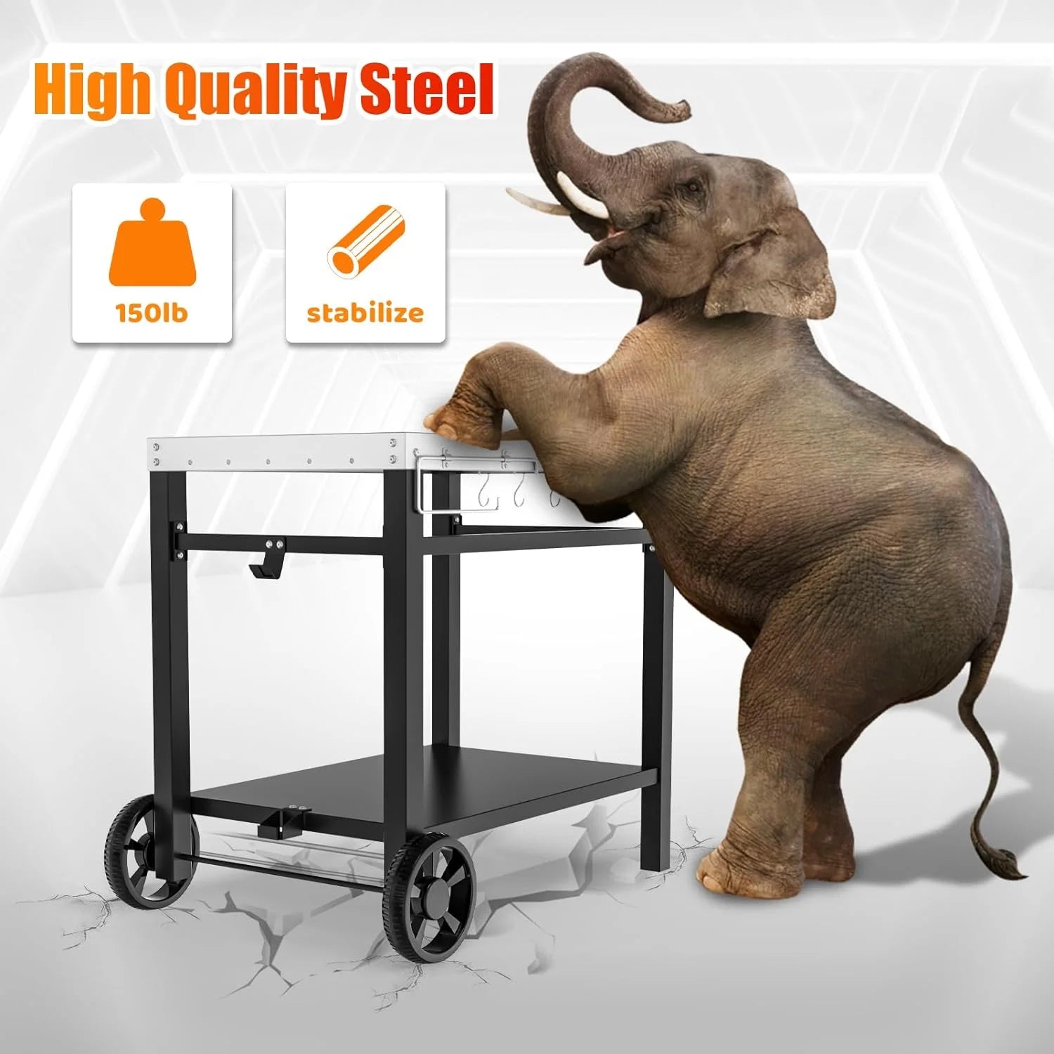 Outdoor Grill Cart Table with Wheels I3530